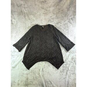 Lauren Michelle Blouse Women's Large Black lace w/Lining